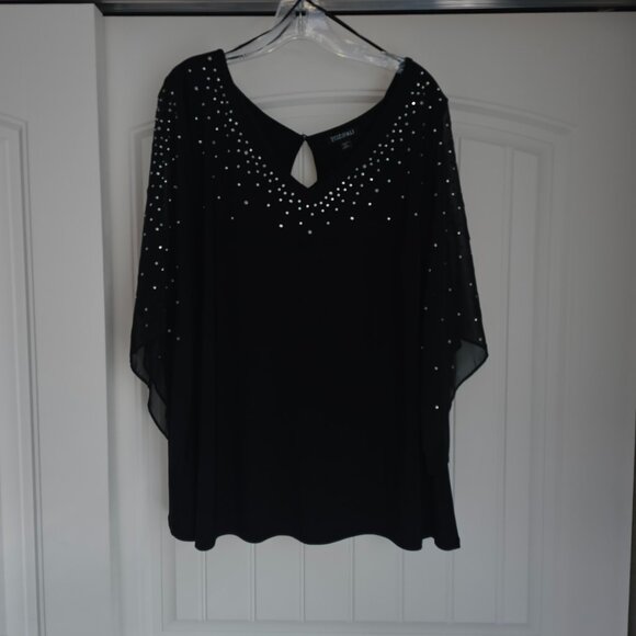 Roz and Ali Slit Sleeve Black Evening Shirt with embellishments - Picture 4 of 7